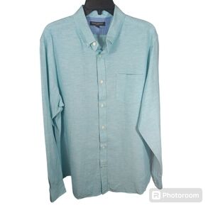 SLIM-FIT SOFT-WASH BUTTON-DOWN SHIRT Men's Size L Linen Blend